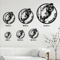 Rugby metal sign size guide showing six circular size options from 8 by 8 to 24 by 24 inches