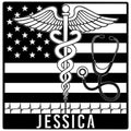 Custom nurse metal sign featuring a winged medical emblem, stethoscope, heartbeat line, and American flag design