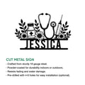 Nurse metal sign feature graphic showing the floral medical design and available cut sign presentation