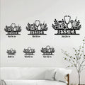 Nurse metal sign size guide displaying six square size options in a bright home interior