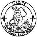 Round nurse metal sign featuring a hand holding a stethoscope, heartbeat line, and floral accents