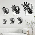 Giraffe metal sign displayed in multiple size options for living room wall decor