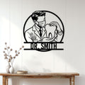 Dentist wall sign displayed above a console table in a bright modern interior