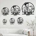 Dentist metal sign size guide showing multiple square size options in a room setting