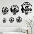 Cyclist metal sign size guide showing available sizes from 8x8 to 24x24 inches