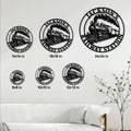 Railroad metal sign size guide showing available circular sign dimensions from 8 to 24 inches