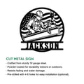 Ironworker metal sign shown with a cut-metal design and patriotic worker artwork