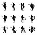 Zodiac style selection guide showing artistic silhouette options for all twelve signs
