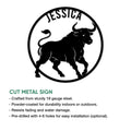 Taurus zodiac metal sign featuring a powerful bull silhouette inside a circular frame