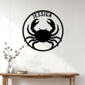 Cancer zodiac metal sign with a detailed crab silhouette displayed as modern wall decor
