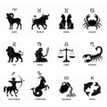 Zodiac style selection guide showing alternative silhouette artwork for all twelve astrological signs