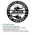 Vietnam Veteran helicopter metal sign shown with its circular military-inspired artwork and cut-metal presentation