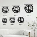 Carpenter sign shown in multiple size options on a bright living room wall