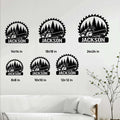 Arborist chainsaw metal sign size guide showing multiple available square size options