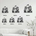 Teacher metal sign size guide showing available 8x8, 10x10, 12x12, 14x14, 18x18, and 24x24 inch options