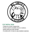 Teacher classroom metal sign artwork shown with a cut-metal sign feature overview