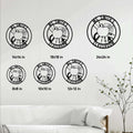 Teacher metal sign size guide showing round options from 8 by 8 inches to 24 by 24 inches