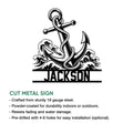 Nautical anchor metal sign feature graphic showing the wave design and product presentation