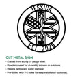 Paramedic Star of Life metal sign shown with cut-metal construction and indoor or outdoor display features