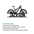 Mountain bike metal sign feature graphic showing the cut steel design and indoor or outdoor display use