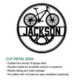 Cyclist metal sign product graphic showing a bicycle and gear design with cut metal sign features