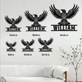 Viking raven metal sign shown in multiple size options for personalized Norse wall decor