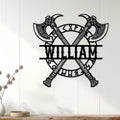 Custom Viking axe sign displayed as Norse-inspired wall decor in a bright home interior.