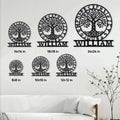 Viking Tree of Life metal sign size guide showing available options from 8 by 8 to 24 by 24 inches
