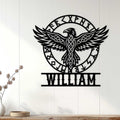 Norse Viking eagle wall sign displayed on white paneling as distinctive home decor