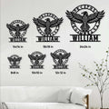 Viking eagle metal sign size guide showing six available square size options