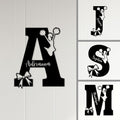 Cheerleader wall sign displayed with several bold letter designs featuring a jumping cheerleader silhouette