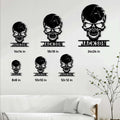 Skull metal sign displayed in multiple size options ranging from 8 by 8 to 24 by 24 inches