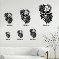 Gothic skull and rose metal sign shown in multiple size options from compact to large wall decor