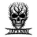 Gothic skull metal sign featuring a dramatic branching design and bold black cut-metal artwork