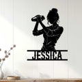 Black bartender metal sign displayed as stylish wall decor in a bright home interior