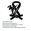 Karate wall sign with a female martial artist silhouette and crossed belt design