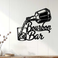 Bourbon bar wall sign displayed on a light paneled wall as home bar decor