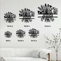 Artist metal sign size guide showing 8x8, 10x10, 12x12, 14x14, 18x18, and 24x24 inch options