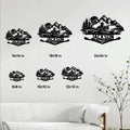 Kayak metal sign size guide showing multiple square size options in a home wall setting