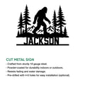 Bigfoot forest metal sign feature graphic highlighting the cut metal sign design