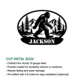 Bigfoot metal sign feature graphic showing the cut-metal design and indoor or outdoor display use