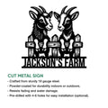 Goat farm metal sign feature graphic showing the cut design and hanging options