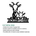 Goat farm metal sign design shown with product features and available size options
