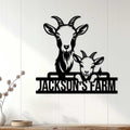 Black goat family metal sign displayed on a light farmhouse wall