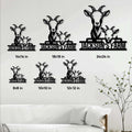 Goat farm sign size guide showing multiple dimensions in a farmhouse room setting
