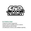Goat farm cut metal sign shown with a feature graphic highlighting its decorative livestock design