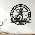 Ice skating couple wall sign displayed on white paneled home decor