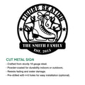 Figure skating family metal sign shown with cut-metal product details and display features
