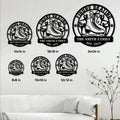 Figure skating family metal sign size guide showing six available square size options