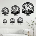 Ice skating metal sign shown in multiple size options from 8 by 8 to 24 by 24 inches